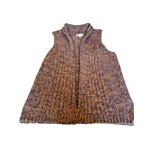 Dress Barn Womens Acrylic Blend Open Sweater Vest Browns/Metallic Gold Size Med - Picture 2 of 10